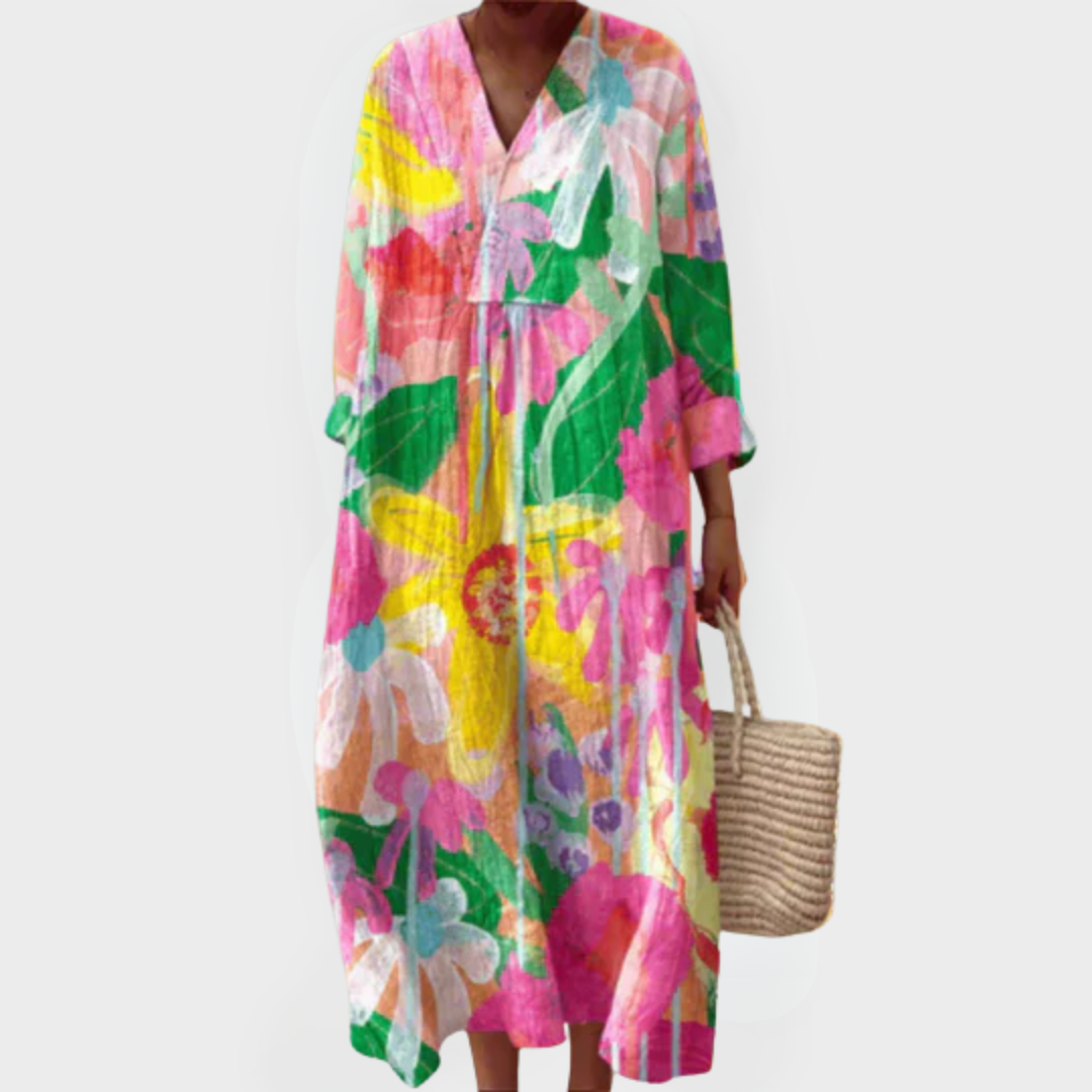 Tilly | Watercolor Bloom Breezy Maxi Jurk