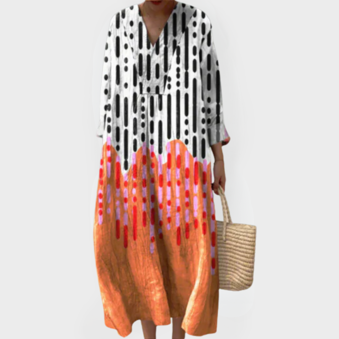 Tessa | Abstracte Drip Print Maxi Jurk