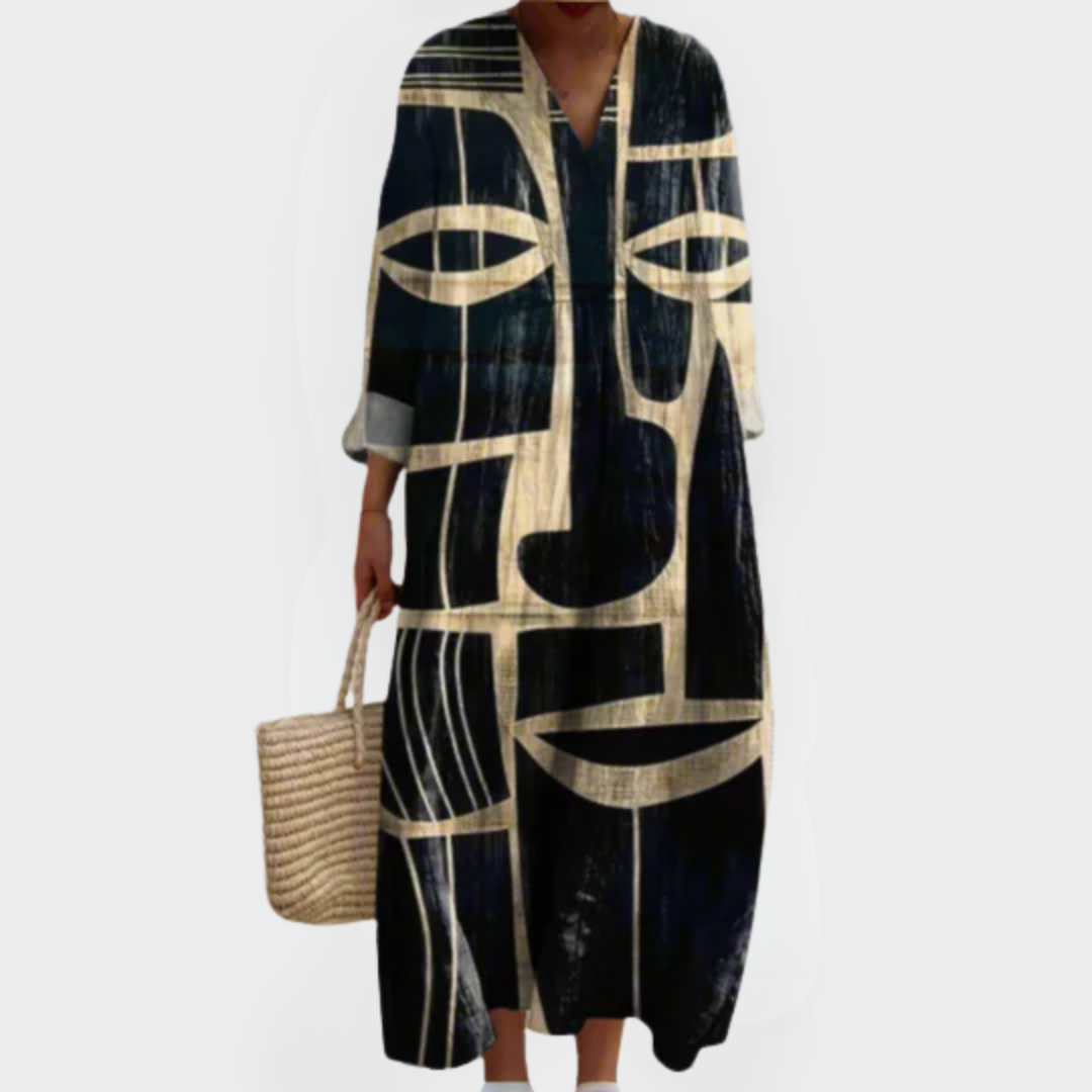 Lorna | Tribal-Inspirerende Artistieke Midi-jurk
