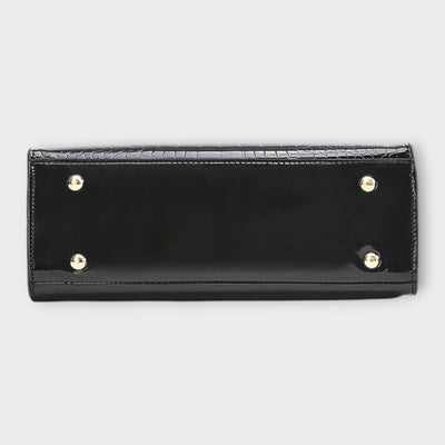 Lora. - Glanzend Krokodillederpatroon Handtas